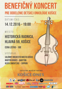 Plagát benefičného koncertu pre oddelenie detskej onkológie Košice